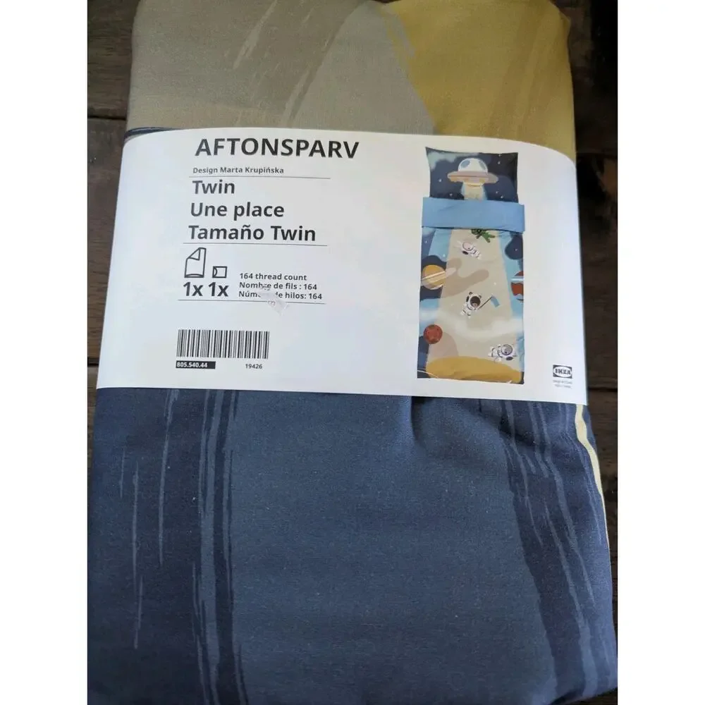 IKEA AFTONSPARV Duvet Cover Pillowcase Space Blue Twin 805.540.44-NEW